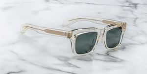 Jacques Marie Mage Molino 55 in Brut mit Crystal Rahmen und grünen Gläsern