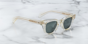 Jacques Marie Mage Julien | Brut - Luxussonnenbrille mit gelbweißem Rahmen und grünen Gläsern