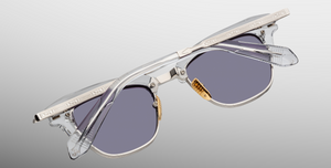 Jacques Marie mage Sultan Sulfur Luxussonnenbrille mit grauem, silbernem Rahmen und grauen Gläsern