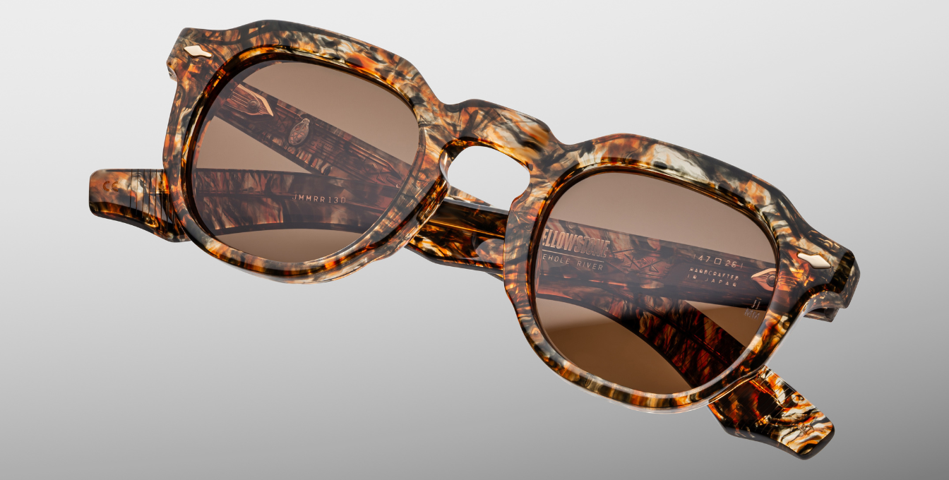 Jacques Marie Mage Firehole River | Yellowstone VI | Firehole River runde Luxussonnenbrille mit braunem Rahmen und braune Gläsern