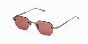 Akoni Juno - One Antique Gold - Luxus-Sonnebrille aus Japan in Gold mit rosa Gläsern