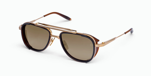 Akoni Spitzer Brushed Gold - Luxus-Sonnenbrille aus Japan in Gold mit braunen Gläsern