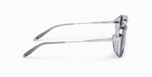Akoni Spitzer Brushed Shiny Palladium - Luxus-Sonnenbrille aus Japan in Silber mit grünen Gläsern