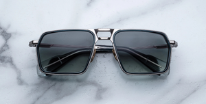 Jacques Marie Mage GT-R Atlantic Sonnenbrille in Silber und Blau - limitierte, handgefertigte Luxusbrille