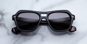 Jacques Marie Mage Tamerlis Argyle - Luxus-Sonnenbrille handgefertigt in Japan mit eckigen schwarzem Rahmen und schwarzen Gläsern