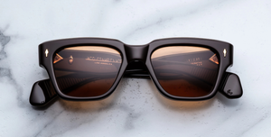Jacques Marie Mage Fellini Walnut Sonnenbrille in Braun - Eckige, limitierte, handgefertigte Luxusbrille