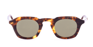 thom browne 414a 215 eckige sonnenbrille in havana mit grünen gläsern