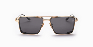 Sprint-A | Brushed Gold Luxussonnenbrille mit goldenem Rahmen und schwarzen Gläsern