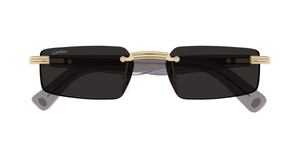 Cartier CT0537S 001 Rahmenlose Luxus-Sonnebrille in Gold mit grauen Gläsern