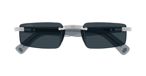 Cartier CT0537S 003 Rahmenlose Luxus-Sonnenbrille in Silber mit grauen Gläsern