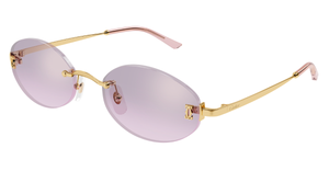 Cartier CT0592S 003 Rahmenlose Luxus-Sonnebrille in Gold mit pinken Gläsern