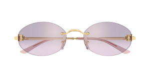 Cartier CT0592S 003 Rahmenlose Luxus-Sonnebrille in Gold mit pinken Gläsern