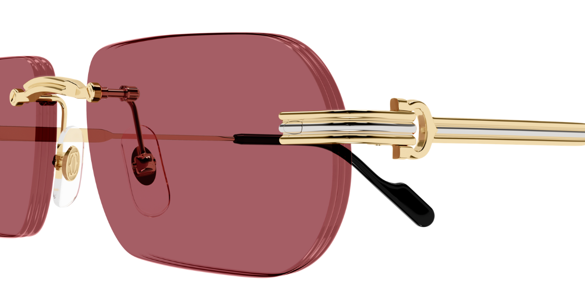 Cartier CT0577S 004 Luxury frameless sunglasses in gold with red
