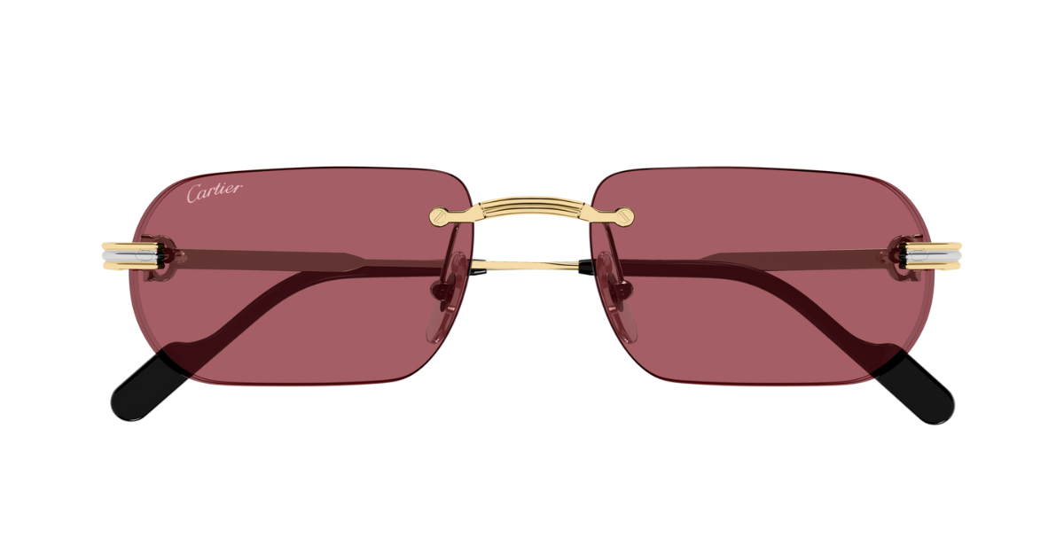 Cartier CT0577S 004 Luxury frameless sunglasses in gold with red