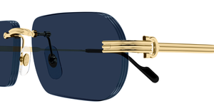 Cartier CT0577S 003 Rahmenlose Luxus-Sonnebrille in Gold mit blauen Gläsern