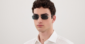 Cartier CT0577S 002 Rahmenlose Luxus-Sonnebrille in Silber mit grünen Gläsern