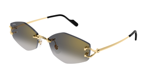 Cartier CT0620S 001 Rahmenlose Luxus-Sonnebrille in Gold mit grauen Gläsern