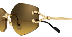 Cartier CT0620S 003 Rahmenlose Luxus-Sonnebrille in Gold mit braunen Gläsern