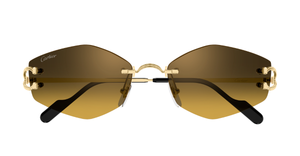 Cartier CT0620S 003 Rahmenlose Luxus-Sonnebrille in Gold mit braunen Gläsern