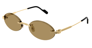 Cartier CT0615S | 007 Rahmenlose Luxus-Sonnebrille in Gold mit braunen Gläsern
