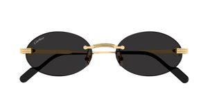 Cartier CT0615S | 001 Rahmenlose Luxus-Sonnebrille in Gold mit grauen Gläsern in Oval