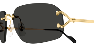 Rechteckige Cartier CT0663S | Décor C | 001 Rahmenlose Luxus-Sonnebrille in Gold mit grauen Gläsern