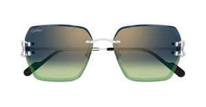 Cartier CT0466S 006 - Eckige Luxussonnenbrille hergestellt in Frankreich in Silber