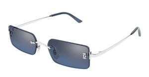 Eckige Cartier CT0672S | C de Cartier | 002 - Luxussonnenbrille hergestellt in Frankreich in Silber