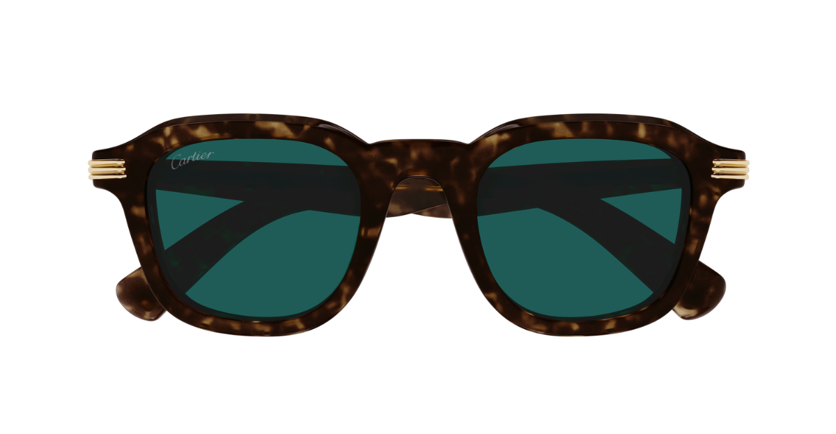 Cartier CT0536S | 002 runde Sonnenbrillen mit havana Rahen und grünen Gläsern