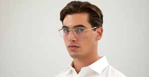 Cartier CT0254S 001 Rahmenlose Luxus-Sonnebrille in Gold mit blauen verspiegelten Gläsern
