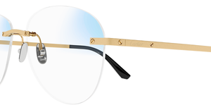 Cartier CT0254S 001 Rahmenlose Luxus-Sonnebrille in Gold mit blauen verspiegelten Gläsern