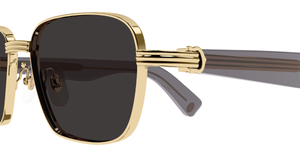 Cartier CT0538S 001 Rahmenlose Luxus-Sonnebrille in Gold mit grauen verspiegelten Gläsern