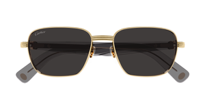Cartier CT0538S 001 Rahmenlose Luxus-Sonnebrille in Gold mit grauen verspiegelten Gläsern