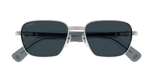 Cartier CT0538S 003 Rahmenlose Luxus-Sonnebrille in Silber mit grauen verspiegelten Gläsern