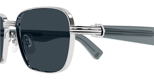 Cartier CT0538S 003 Rahmenlose Luxus-Sonnebrille in Silber mit grauen verspiegelten Gläsern