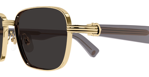 Cartier CT0538S 006 Rahmenlose Luxus-Sonnebrille in Gold mit grauen verspiegelten Gläsern