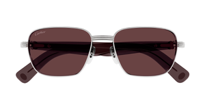 Cartier CT0538S 009 Rahmenlose Luxus-Sonnebrille in Silber mit braunen verspiegelten Gläsern