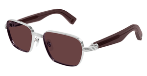 Cartier CT0538S 009 Rahmenlose Luxus-Sonnebrille in Silber mit braunen verspiegelten Gläsern