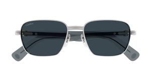 Cartier CT0538S 008 Rahmenlose Luxus-Sonnebrille in Silber mit grauen verspiegelten Gläsern
