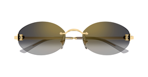 Cartier CT0592S 001 Rahmenlose Luxus-Sonnebrille in Gold mit grauen Gläsern