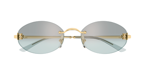 Cartier CT0592S 004 Rahmenlose Luxus-Sonnebrille in Gold mit grünen Gläsern