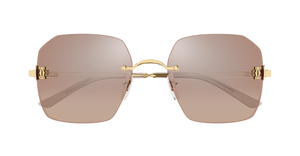 Cartier CT0577S 003 Rahmenlose Luxus-Sonnebrille in Gold mit braunen Gläsern