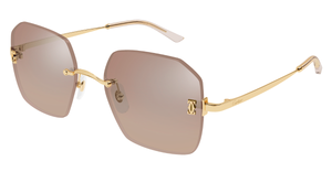 Cartier CT0577S 003 Rahmenlose Luxus-Sonnebrille in Gold mit braunen Gläsern