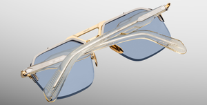 Jacques Marie Mage Silverton Ciel Luxussonnenbrille in Silber mit blauen Gläsern