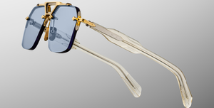 Jacques Marie Mage Silverton Ciel Luxussonnenbrille in Silber mit blauen Gläsern