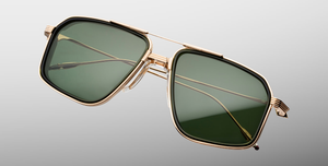 Jacques Marie Mage Jagger Cypress Sonnenbrille in Gold - limitierte, handgefertigte Luxusbrille in Aviator Form
