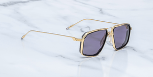 Jacques Marie Mage Jagger Ebony Sonnenbrille in Gold - limitierte, handgefertigte Luxusbrille in Aviator Form