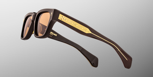 Jacques Marie Mage Fellini Walnut Sonnenbrille in Braun - Eckige, limitierte, handgefertigte Luxusbrille