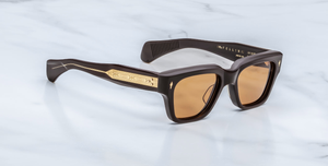 Jacques Marie Mage Fellini Walnut Sonnenbrille in Braun - Eckige, limitierte, handgefertigte Luxusbrille