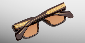 Jacques Marie Mage Fellini Walnut Sonnenbrille in Braun - Eckige, limitierte, handgefertigte Luxusbrille